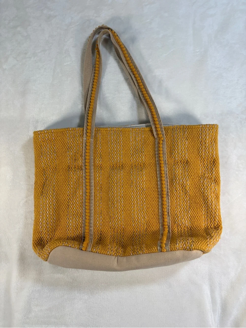 Source Unknown Mustard‎ Woven Tote with Multicolor Tassel